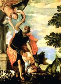 Abraham skada ofiar z Izaaka